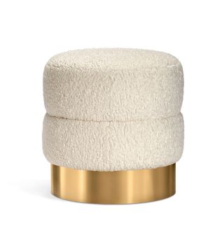 Charlize Stool - Faux Shearling/ Brass